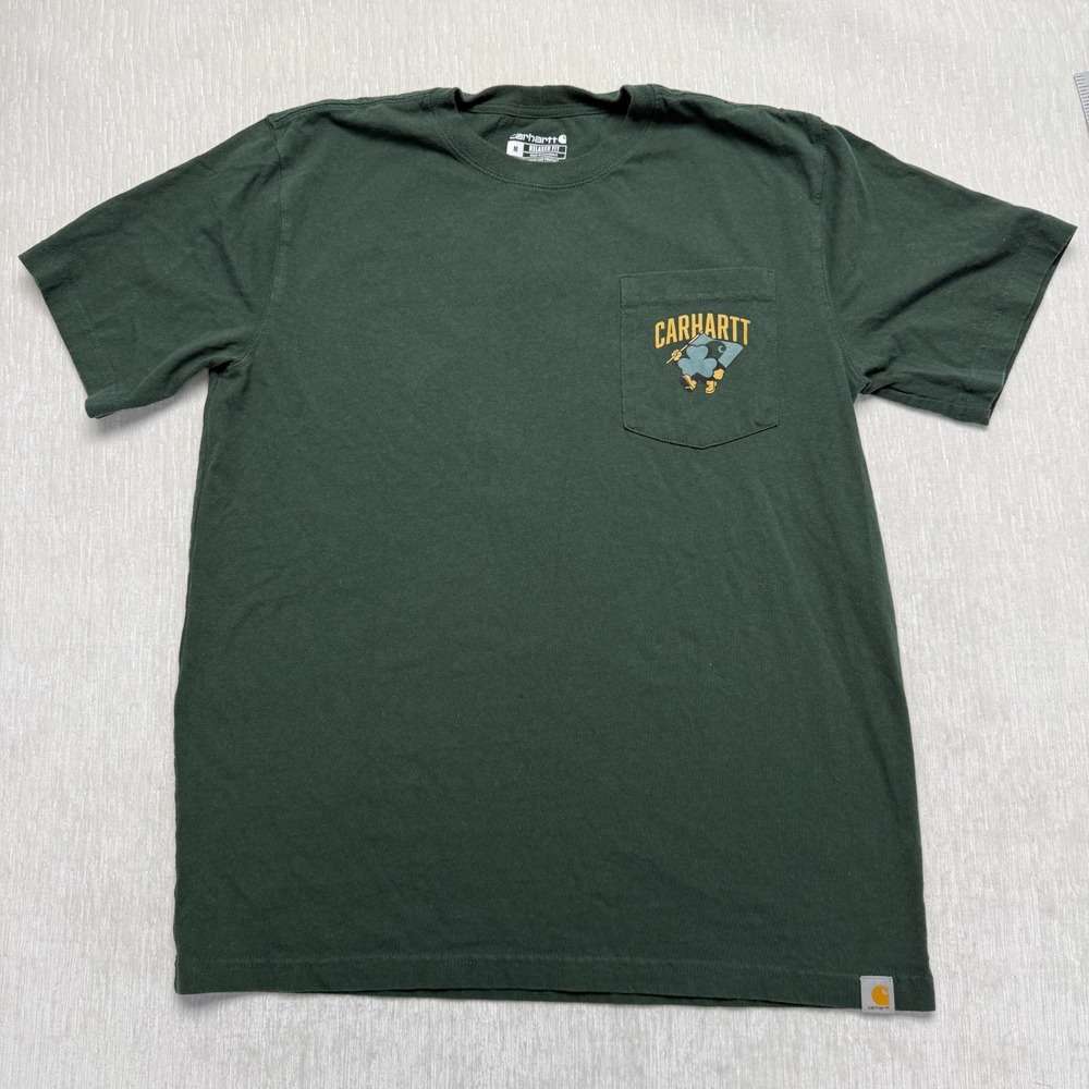 Carhartt Irish No Luck Needed T-Shirt Mens Medium Green Relaxed Clover Pocket